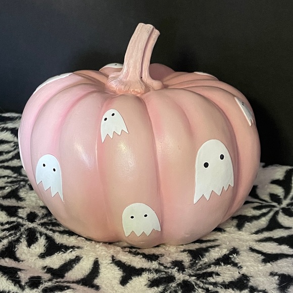 NEW HTF PINK 🩷👻 PUMPKIN with White Ghosts Tik Tok Viral PInKoWeen - Picture 5 of 5